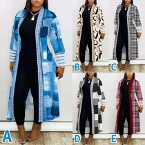 Fashion Cardigan with Contrast Color Print