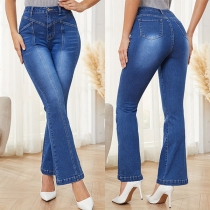 Vintage höghusjeans med rakt snitt, gammaltvättade