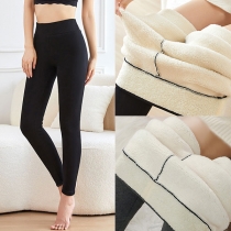 Modefärgade höghus, varma plyschfodrade leggings