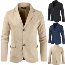 Fashion Långärmad Blazer med knäppning för män med en unik Notch Lapel design