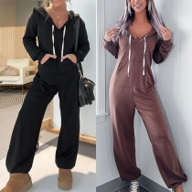 Casual Jumpsuit med Känguruficka och dragsko