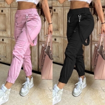Street Fashion Vintage byxor med resår i midjan