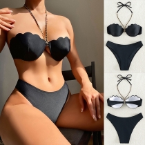 Sexig Halterneck Bikiniset med Kedjedetalj – Tvådelad