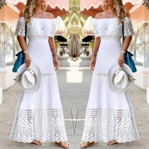 Mode sjutsade off shoulder Maxiklänning