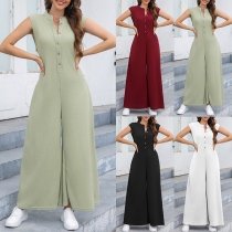 Mode Comfy Jumpsuit med Rund Hals och Ärmlös Design