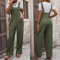 Casual Bekväm Enfärgad Jumpsuit med rak knapp