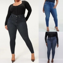 Mode jeans Gammaltvättade höga skinny