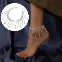 Vintage rhinestone anklet with tassels