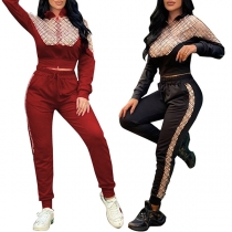 Street Fashion Set med Kontrastfärger: Croppad jacka och träningbyxor