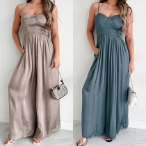 Modeenfärgad Cami Jumpsuit med vida ben