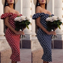 Modeaxlad Bodycon festklänning med pricktryck