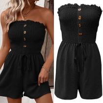 Mode Strapless Smocked Bodice Dragsko Romper