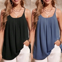 Casual ärmlös Cami-blus med fyrkantig hals och rynkning