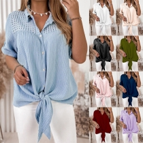 Casual Hollowout Selbstbindung Bluse