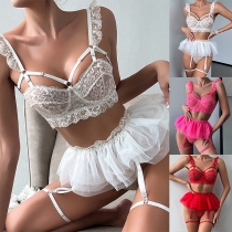 Sexigt Tutu Spets Tredelat Underkläderset