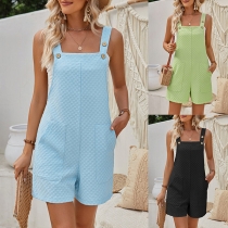 Casual Romper with Jacquard Patch Pockets