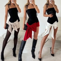 Sexig Bodycon-klänning med kontrastfärgad bowknot