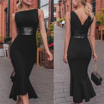 Rygglös ärmlös Fishtail Bodycon Klänning