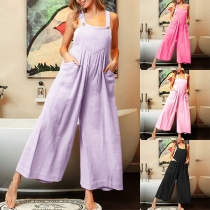 Casual Jumpsuit med vida ben och patch-fickor