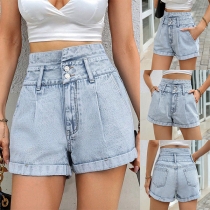 Mode höghus tvättade jeansshorts