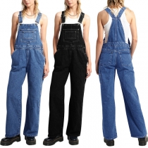 Vintage gammaltvättade Rakskuren jeansbyxa med patchfickor
