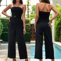 Sexig axelbandslös Jumpsuit med rak passform