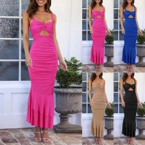 Sexig Fishtail Bodycon Dress with Sweetheart Front Cutout and Ruched Details