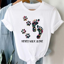 Fashion Foot & Paw Printed Shirt
