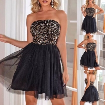 Sexig paljetter Strapless Bodice Tutu festklännin