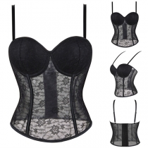 Mode blommig Jacquard Sweetheart Neckline Cami Corset Shirt