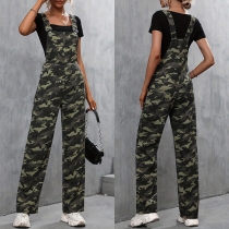 Street Fashion kamouflagetryckt rakt skuren jeansbyxa