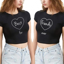 Terbaik yang Berpasangan untuk Sahabat Selamanya-Baju Crop Berprint Surat untuk Sahabat Terbaik