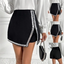 Mode Rhinestone Slit Skort
