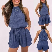 Halter Neck Romper utan ärmtopp