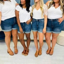 Mode tvättade jeansshorts