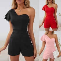 Sexigt Enaxlat Ruffle- Romper Slim-fit