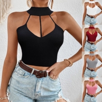 Snygg Halterneck Top med Magertillväxt bakre design