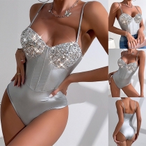 Sexig Bling-bling Paljettkorsett Underkläder Body