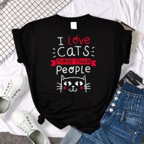 Mode JAG ÄLSKAR KATT-Bokstavstryckt skjorta