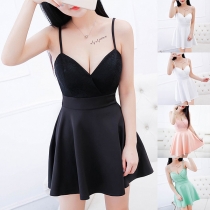 Sexy Backless High Waist Lace Spliced Sling Dress