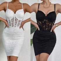 Sexig Spetsskarvad Sweetheart Neckline Tight Klänning