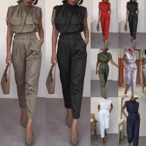 Street Style dam polohals Cargo Jumpsuit med axelklaffar