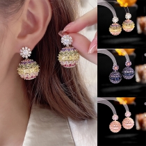 Mode färgglada Rhinestone Ball hänge örhängen