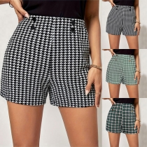 Vintage tryckta dubbelknäppta shorts med coola motiv