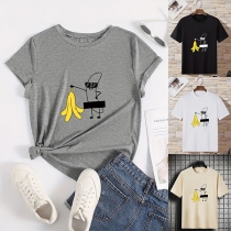 Söt skjorta med tecknat bananmotiv