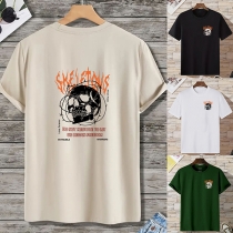 Punk Mode Döskalle tryckt Rundhals kortärmad t-shirt