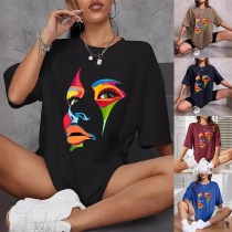 Färgglad ansiktstryckt unisexskjorta för street fashion