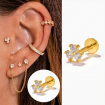 Trendig blommiga Rhinestone S925 silverörhängen