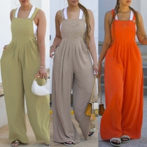 Elegant Enfärgad Jumpsuit med Vida Ben