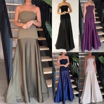 Elegant axelbandsfri maxi aftonklänning